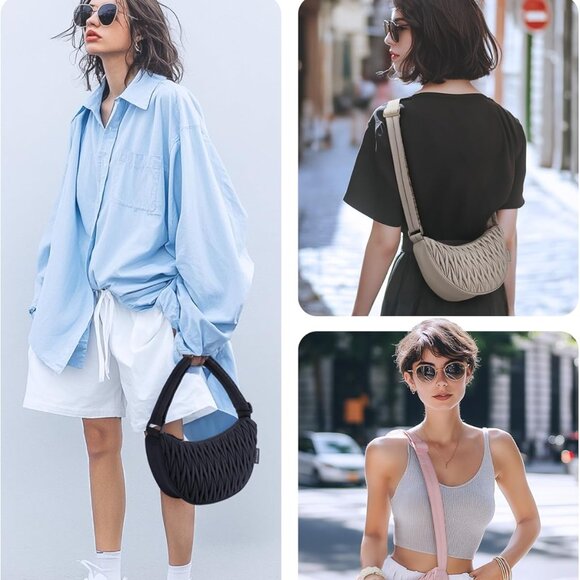 Lightweight Nylon Hobo Bag for Women - Fashionable Crossbody with Pockets - Picture 7 of 7